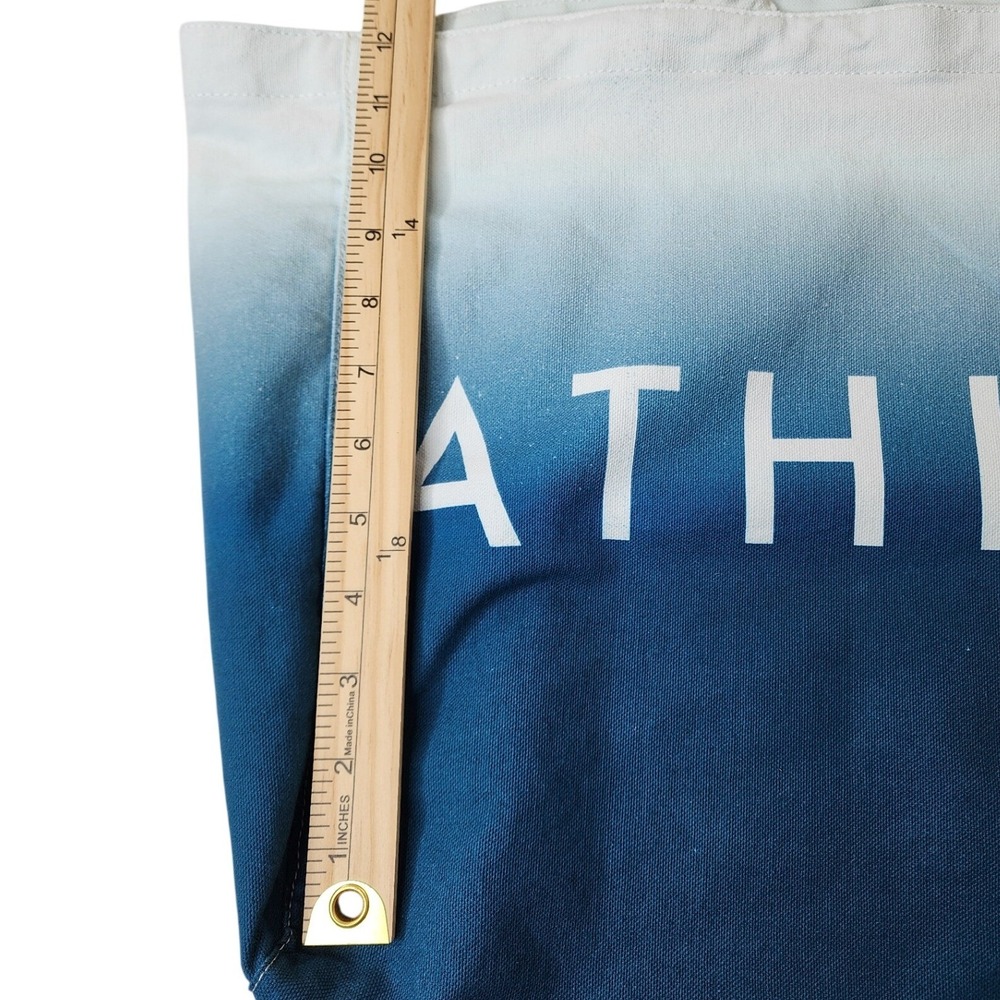 Athleta Tote Bag Blue Ombre Canvas Logo Beach‎ Yoga Athleisure Weekend Shopping - Picture 5 of 7